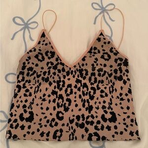 Free People Pink and Black Spaghetti Strap Crop Top